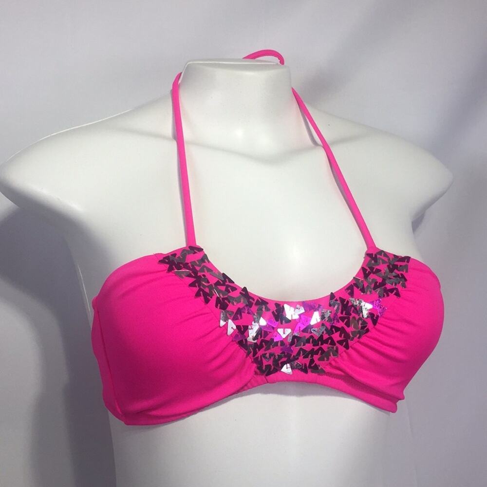 Victoria’s Secret sequin bikini top pink Sz XS